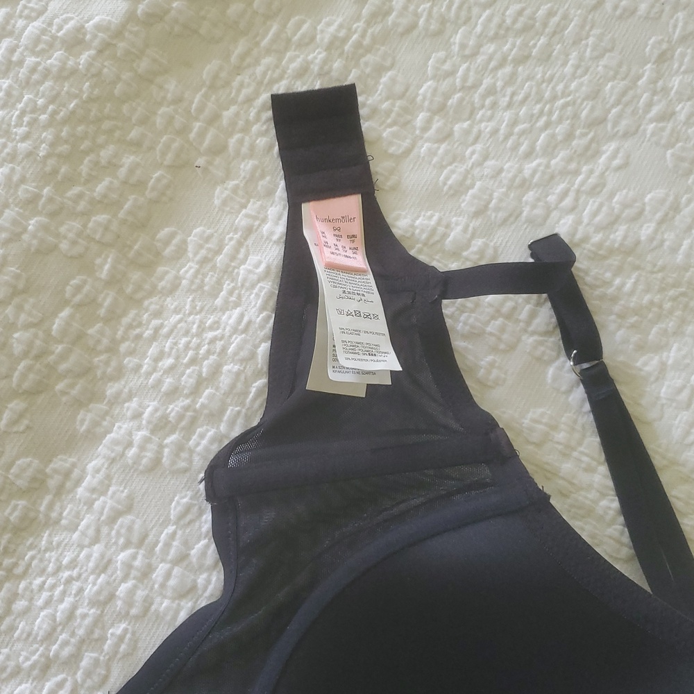 HUNKEMOLLER AMELIE PADDED UNDERWIRED LONGLINE BRA /34DDF,CAVIAR BLACK - Picture 9 of 11